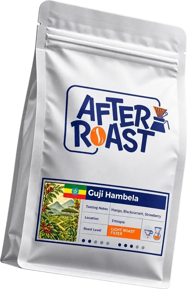 After Roast coffee bag, Guji Hambela from Ethiopia, light roast for filter